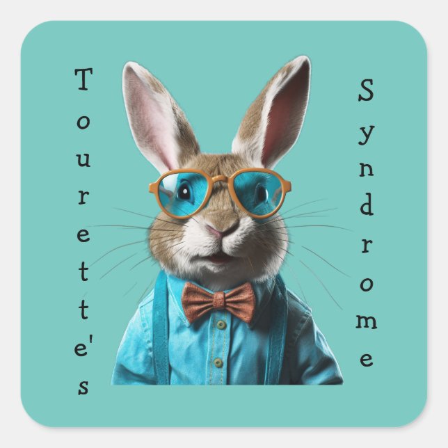 Tourette-Syndrom Rabbit-Aufkleber Quadratischer Aufkleber (Vorderseite)