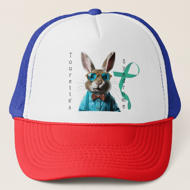 Tourette-Syndrom Rabbit Hat Custom Truckerkappe (Vorderseite)