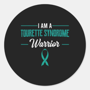 Tourette Syndrom Warrior Aquamarin Ribbon Coprolal Runder Aufkleber