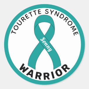 Tourette Syndrom Warrior Ribbon White Runder Aufkleber