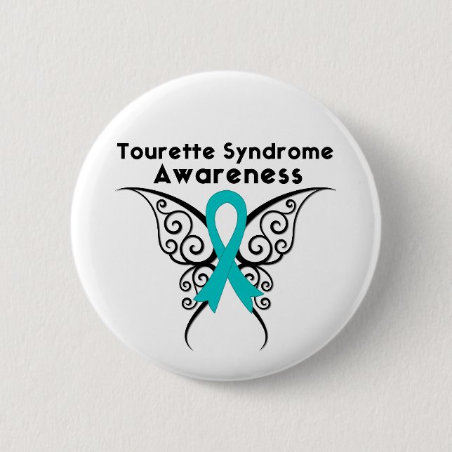 Tourette Syndrome Awareness Tattoo Butterfly Button (Vorderseite)