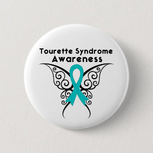 Tourette Syndrome Awareness Tattoo Butterfly Button