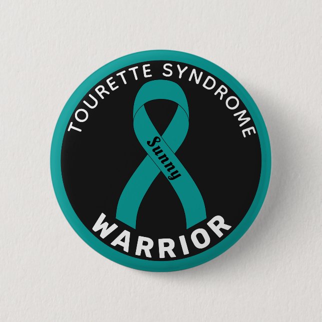 Tourette Syndrome Warrior Ribbon Black Button (Vorderseite)
