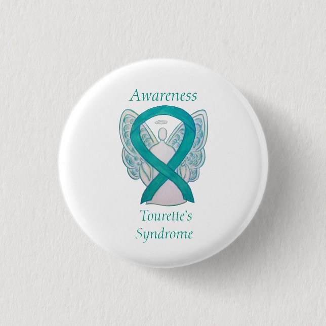 Tourettes Syndrome Awareness Ribbon Angel Button (Vorderseite)