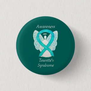 Tourettes Syndrome Awareness Ribbon Angel Button