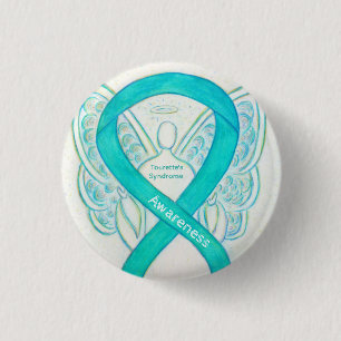 Tourettes Syndrome Awareness Ribbon Angel Button