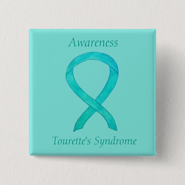 Tourettes Syndrome Awareness Ribbon Custom Button (Vorderseite)