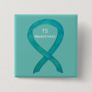 Tourette's (TS) Awareness Ribbon Aquamarines benut Button