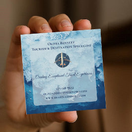 Tourism Profession Blue Sea Map Company Logo QR  Quadratische Visitenkarte