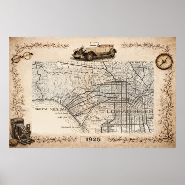 Tourist Road Map of the Westside of Los Angeles  Poster (Vorne)