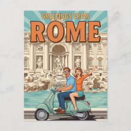 Touristen auf Vespa in Rom Italien Postkarte