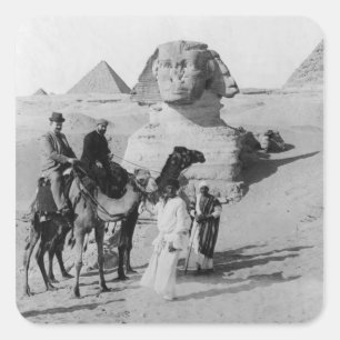 Touristen, die durch Sphinx reisen Quadratischer Aufkleber