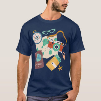 Touristen Feiertage Kostüm Kamera Reisepassreisen  T-Shirt