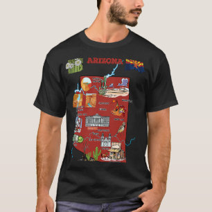 Touristenkarte von Arizona Staat USA Großstädte Fl T-Shirt