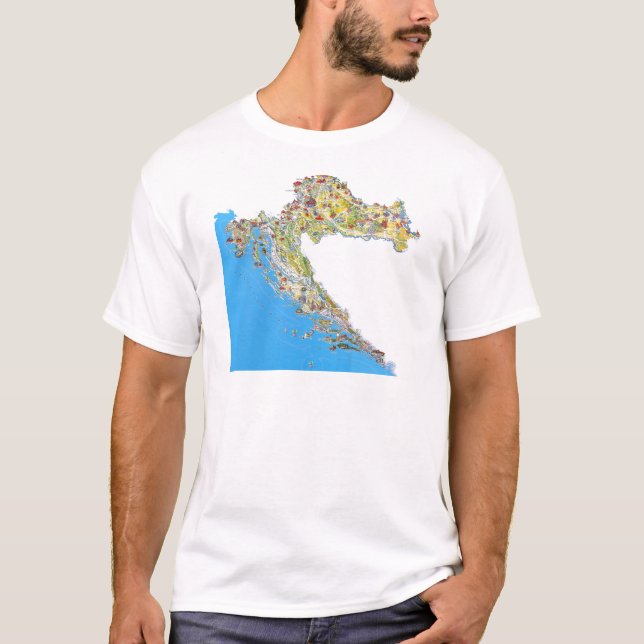 Touristische Karte Kroatiens, hrvatska turistička T-Shirt (Vorderseite)
