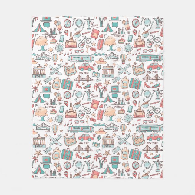 Touristisches Pastellmuster Fleecedecke (Vorderseite)