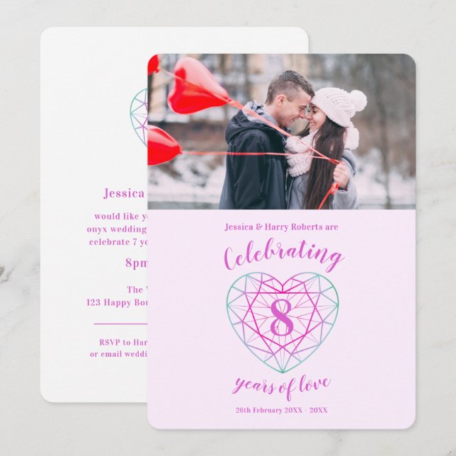 Tourmaline Jubiläum 8 Jahre Einladungen zum Foto (Vorne/Hinten)