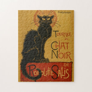 Tournee-Chat Noir Black Cat Vintag Illustration Puzzle
