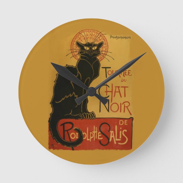 Tournee de Chat Noir Black Cat Runde Wanduhr (Vorderseite)