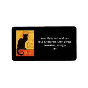 Tournée du Chat Noir, Steinlen schwarze Katze Adressaufkleber
