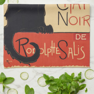 Tournee du Chat Noir Vintag Black Cat Art Nouveau Geschirrtuch