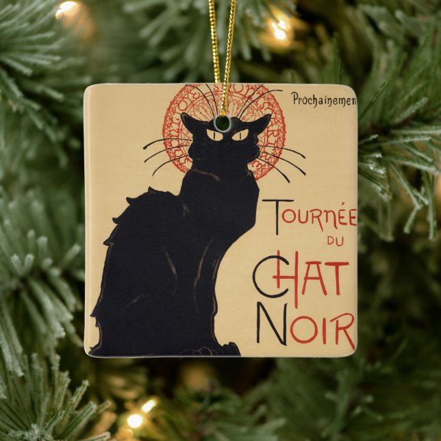 Tournee du Chat Noir Vintag Black Cat Art Nouveau Keramikornament (Baum)
