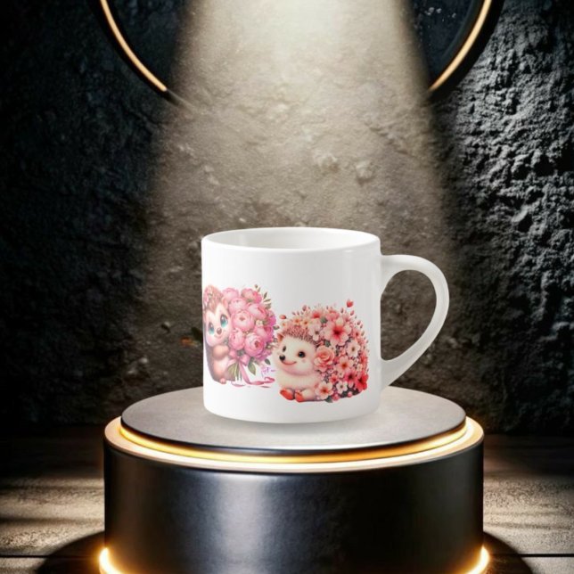  Tow cuteRomantic Floral Hedgehog Duo Illustration Espressotasse (Von Creator hochgeladen)