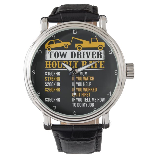 Tow Driver Hourly Rate Chart Armbanduhr (Vorderseite)