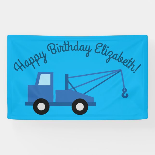 Tow Truck Birthday Party Banner (Horizontal)