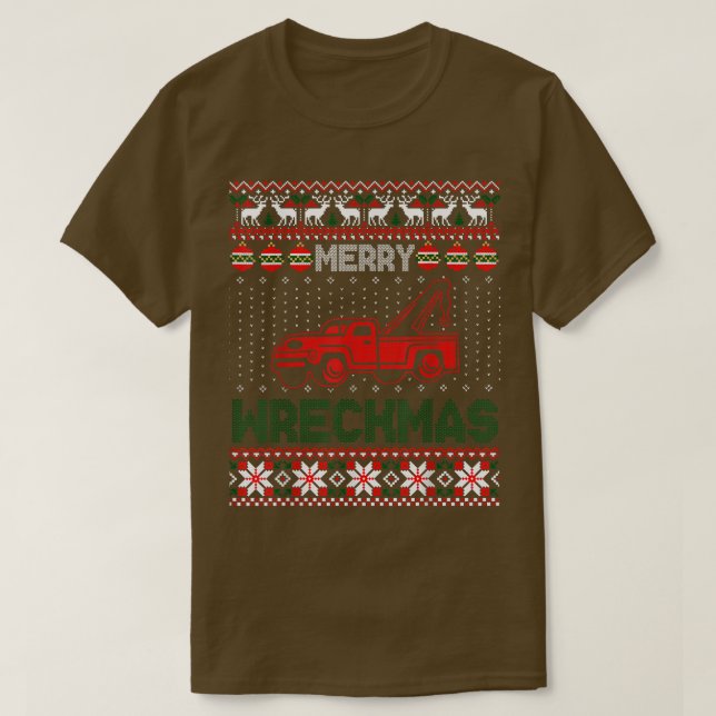 Tow Truck Driver Gifts Funy Ugly Christmas Merry W T-Shirt (Design vorne)