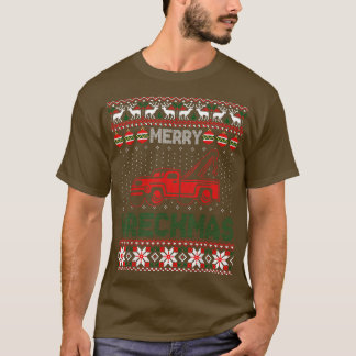 Tow Truck Driver Gifts Funy Ugly Christmas Merry W T-Shirt