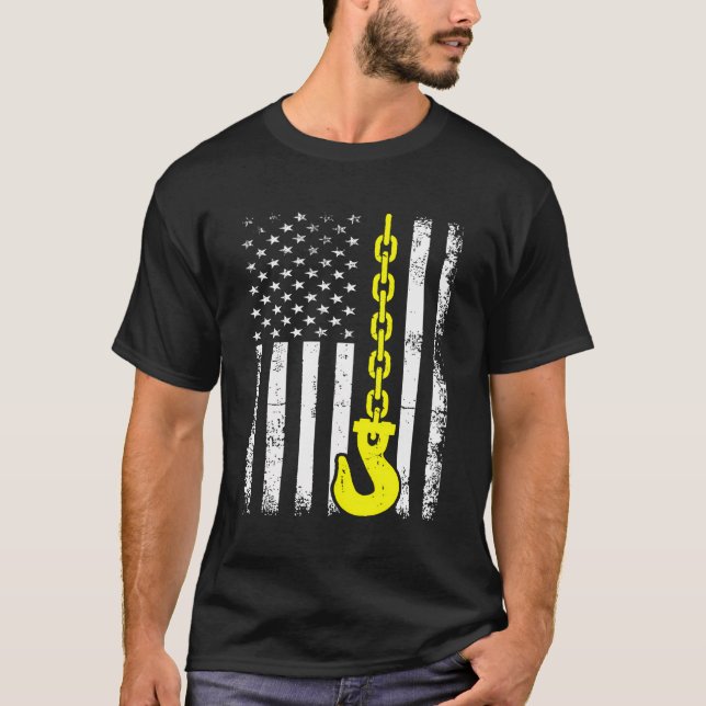 Tow Truck Driver US Flag Wrecker Trucker Amerikane T-Shirt (Vorderseite)