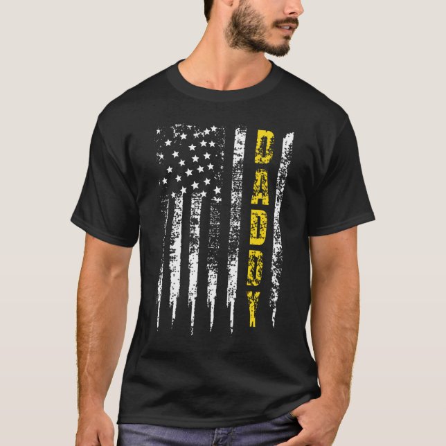 Tow Truck Driver Yellow Line Daddy US Flag T-Shirt (Vorderseite)