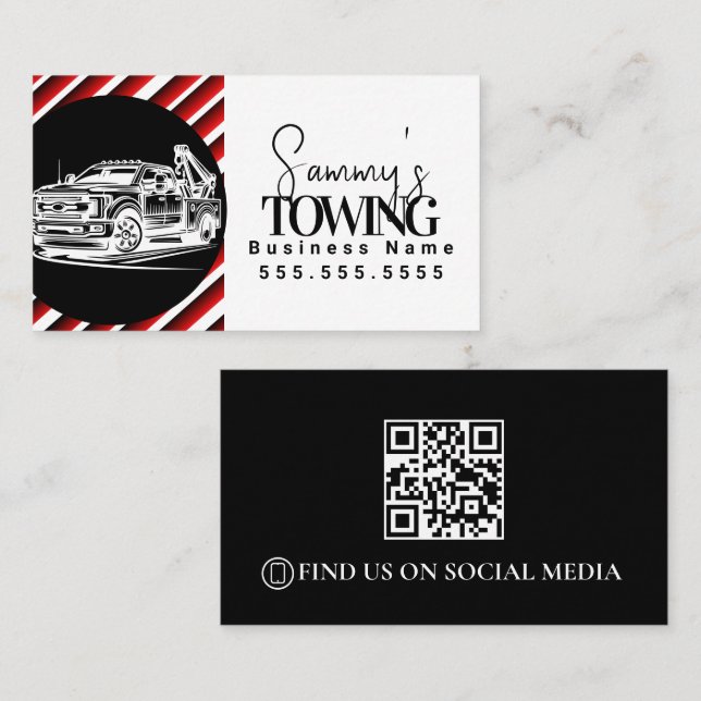 Tow Truck Services QR Code Logo Visitenkarte (Vorne/Hinten)