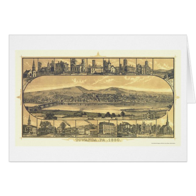 Towanda, panoramische Karte PAs - 1880 (Vorderseite (Horizontal))