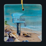 Tower 19 Rocky Beach Keramikornament<br><div class="desc">Lifeguard Tower 19 Rocky Beach Ein Kunstwerk von Sara Pascarell</div>