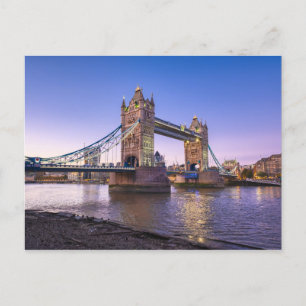 Tower Bridge at dusk, London UK Postcard Postkarte
