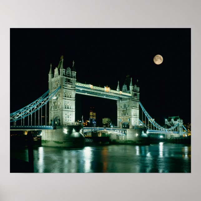 Tower Bridge at Night, London, England Poster (Vorne)