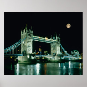 Tower Bridge bei Nacht, London, England Poster