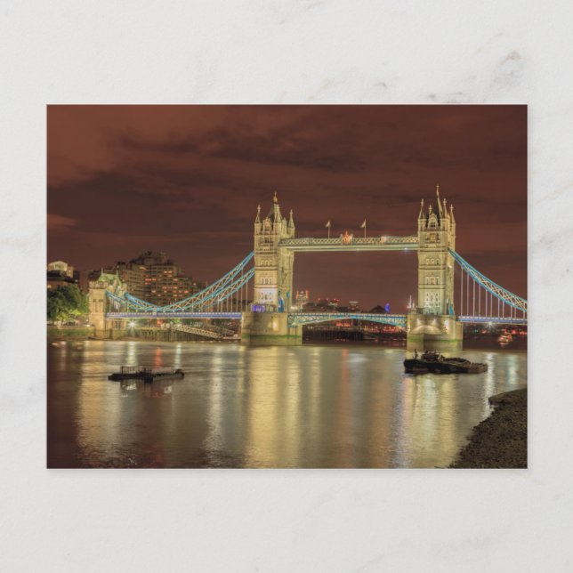 Tower Bridge bei Nacht, London Postkarte (Vorderseite)