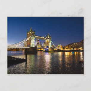 Tower Bridge bei Nacht, London UK Postcard Postkarte