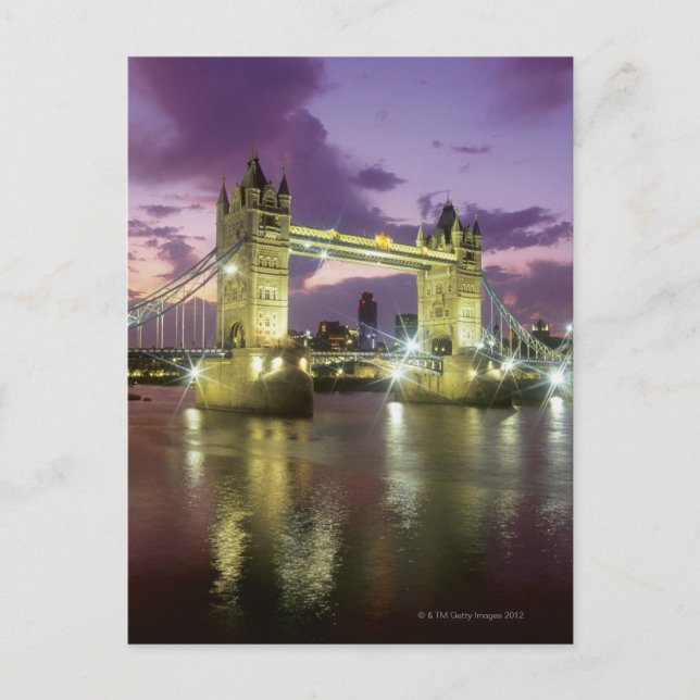 Tower Bridge bei Nacht Postkarte (Vorderseite)