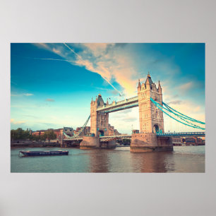 Tower Bridge bei Sonnenuntergang, Londonplace, Lon Poster
