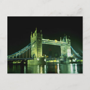 Tower Bridge beleuchtet im Abend, London, E Postkarte
