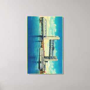 Tower Bridge erhöht für den Sacramento Fluss Leinwanddruck