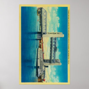 Tower Bridge erhöht für den Sacramento Fluss Poster