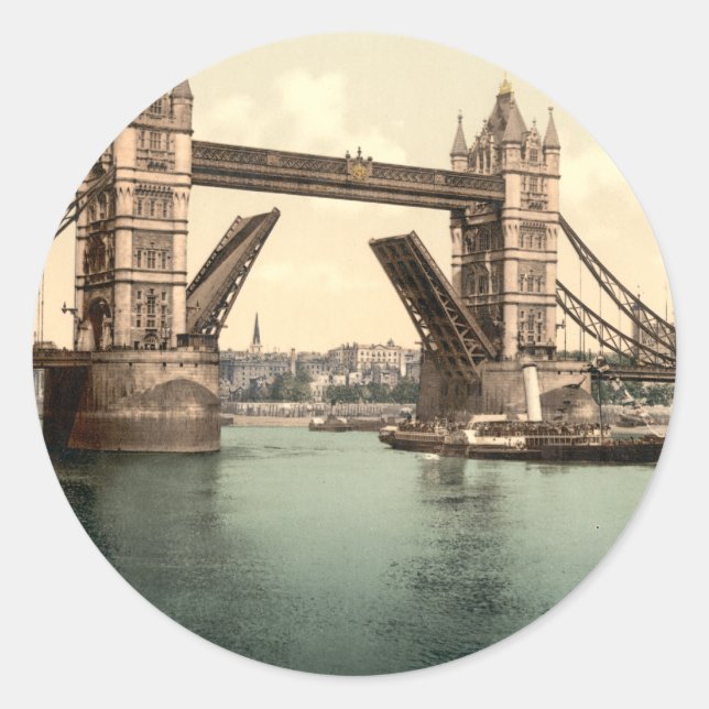 Tower Bridge I, London, England Runder Aufkleber (Vorderseite)