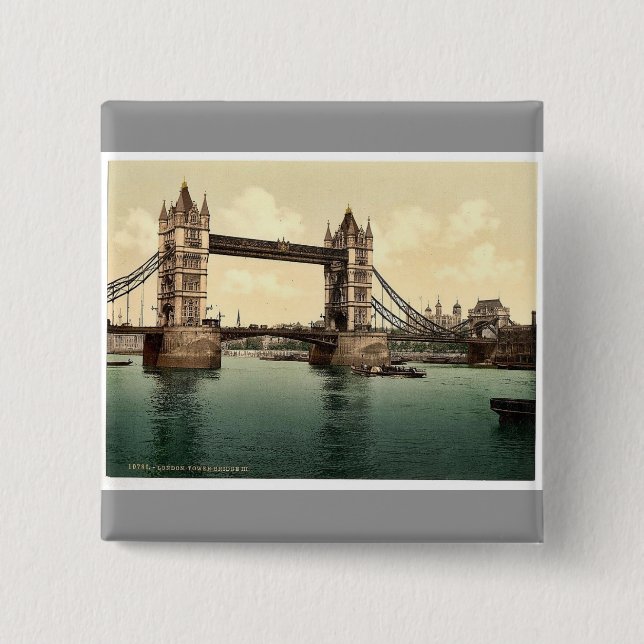 Tower Bridge, III. (open), London, England, selten Button (Vorderseite)
