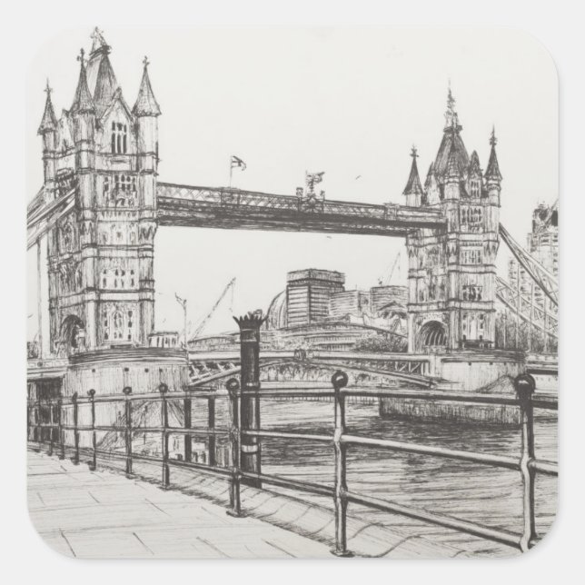 Tower Bridge London 2006 Quadratischer Aufkleber (Vorderseite)