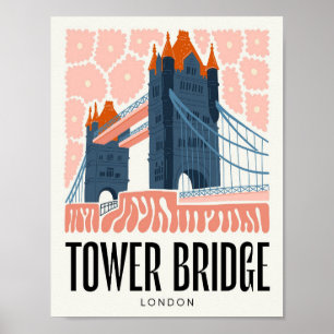 Tower Bridge London abstrakte Reise Blumenkunst Poster